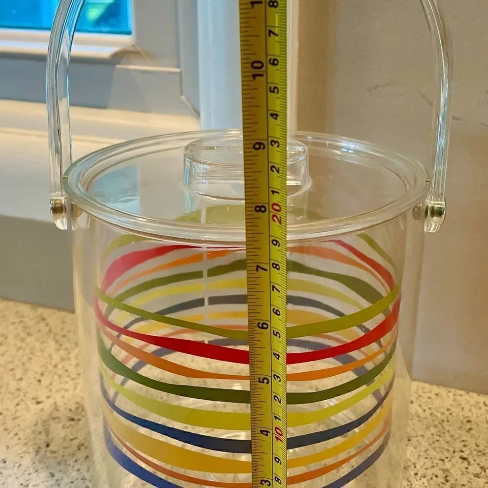 Vtg MCM Lucite Acrylic Multi Color Swirled Ice Bucket. Set Dressing On TV Show.